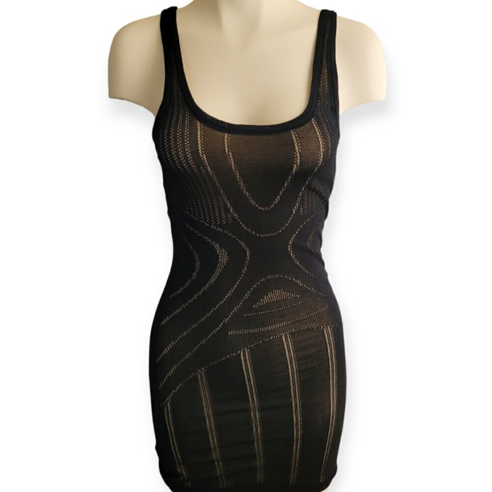 Bec and Bridge Black Laser Cut Bodycon Mini Dress Size 2 Club Ready Stretchy Fit